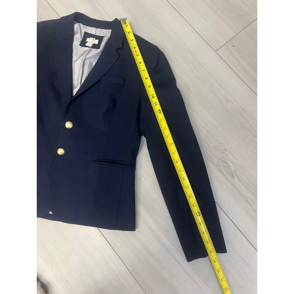 J.Crew Schoolboy Blazer Navy Blue Gold Buttons Sz 10 Wool Preppy Classic Career - Picture 7 of 8